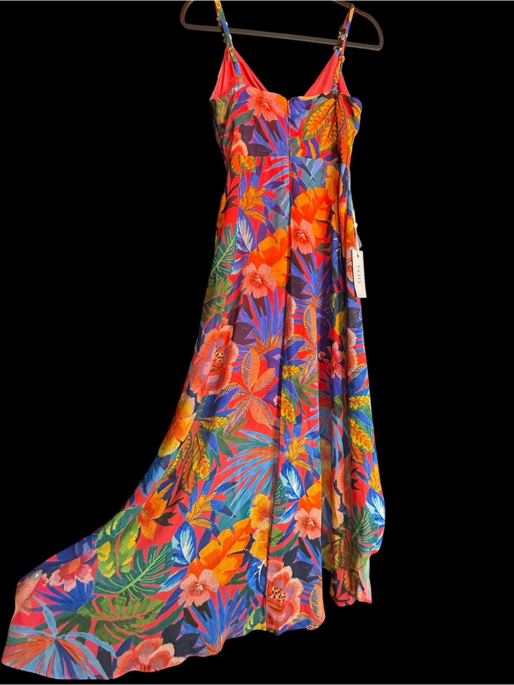 Siena Floral Souflee Crepe Faux Wrap Tropical Coral Blue Midi Dress NWT Size 2